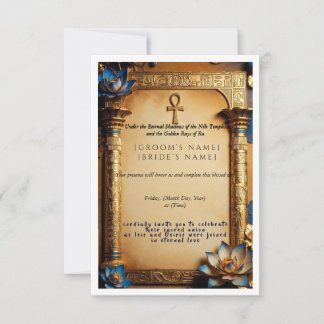 Reserva La Fecha Luxury Egyptian Pharaoh Wedding Invitation | Golde