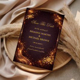 Reserva La Fecha Luxury Gold Sparkle Wave