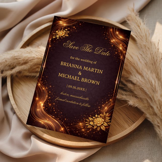 Reserva La Fecha Luxury Gold Sparkle Wave (Subido por el creador)