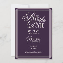 Reserva La Fecha Luxury Purple Calligraphy Wedding