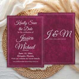 Reserva La Fecha Luxury Velvet Burgundy Berry Monogram Wedding