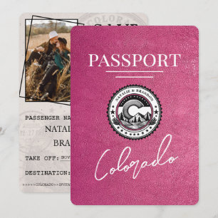 Reserva La Fecha Magenta Pink Colorado Passport Save the Date