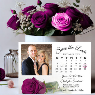 Reserva La Fecha Magenta Plum Rosa elegante calendario y foto
