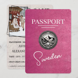 Reserva La Fecha Magenta Rosa Suecia Pasaporte Save The Date