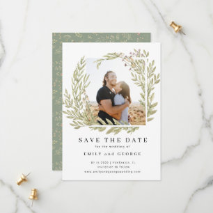 Reserva La Fecha Magical Forest Floral Photo Save the Date Card