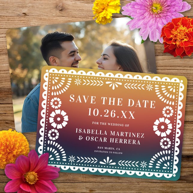 Reserva La Fecha Magnífico Papel Picado Foto Boda del embrión de la (Subido por el creador)