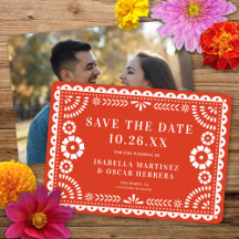 Magnífico Papel Picado Foto Cálido Boda Rojo