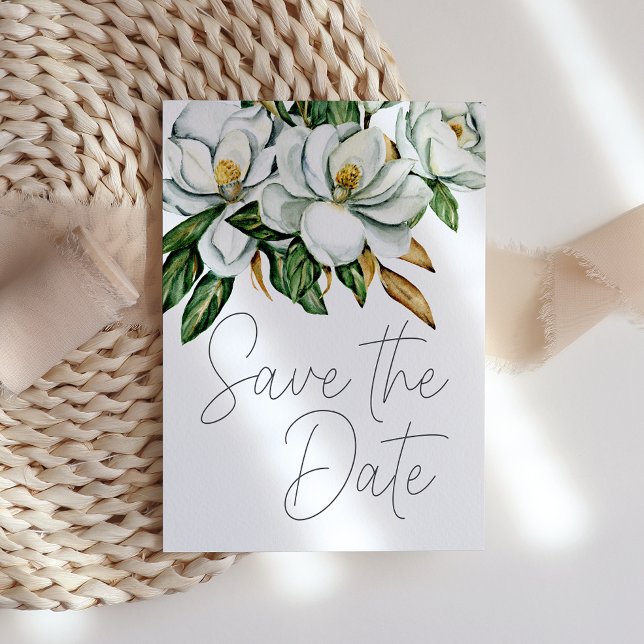 Reserva La Fecha Magnolia Blanca Floral Rústica (Subido por el creador)