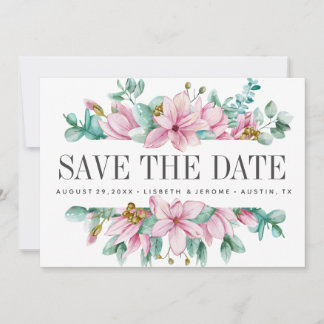 Reserva La Fecha Magnolia Bloom BODA Floral Foto ahorre fecha