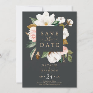 Reserva La Fecha Magnolia elegante Black Save the Date Card