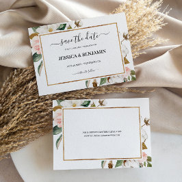 Reserva La Fecha Magnolia Floral Calligraphy Wedding Save the Date