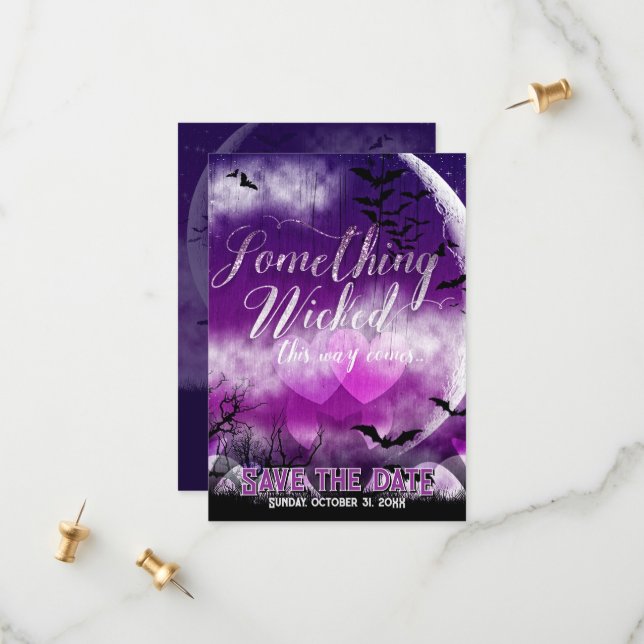 Reserva La Fecha Mala diversión Halloween Love Moon Save the Date (Anverso/Reverso In Situ)