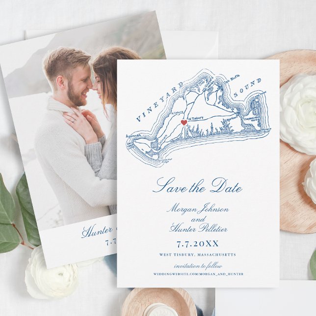 Reserva La Fecha Mamáes de Tisbury Occidental Elegante Boda Azul de (West Tisbury Wedding Save the Date for an elegant Navy Blue Martha's Vineyard Wedding )