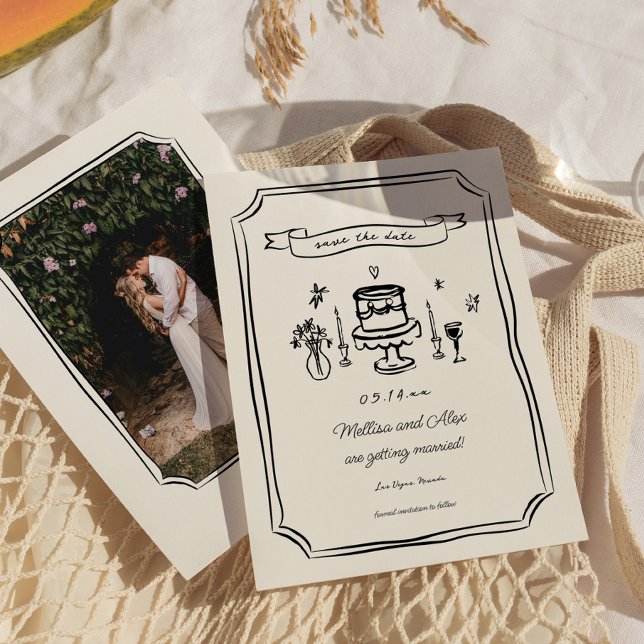 Reserva La Fecha Mano caprichosa dibuja foto de Boda quirky (Subido por el creador)