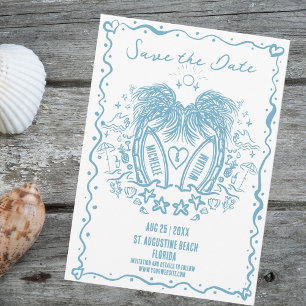 Reserva La Fecha Mano caprichosa dibujó Boda de Doodle Palm Beach