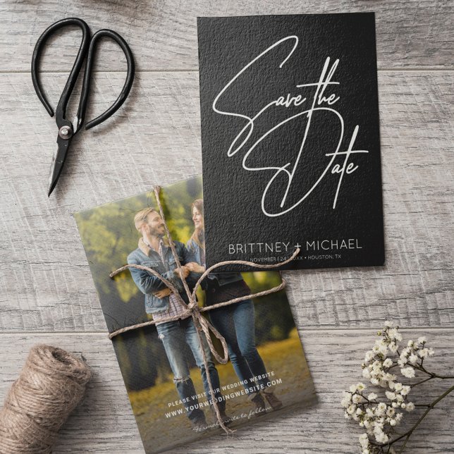 Reserva La Fecha Mano minimalista en negro (Subido por el creador)