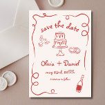 Reserva La Fecha Mano roja caprichosa Boda francés<br><div class="desc">Fije el tono de su boda con esta caprichosa mano dibujada a mano guardar la tarjeta de foto de fecha! Con detalles delicados y artísticos y una foto personalizada, este diseño combina con gusto creatividad y encanto. La tipografía suave y elegante realza el tema romántico, mientras que los detalles del...</div>