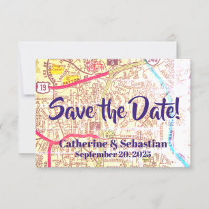 Reserva La Fecha Mapa Antiguo de Asheville, Carolina del Norte