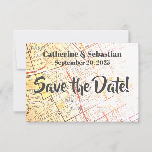 Reserva La Fecha Mapa Antiguo de Nashville, TN (Anverso)