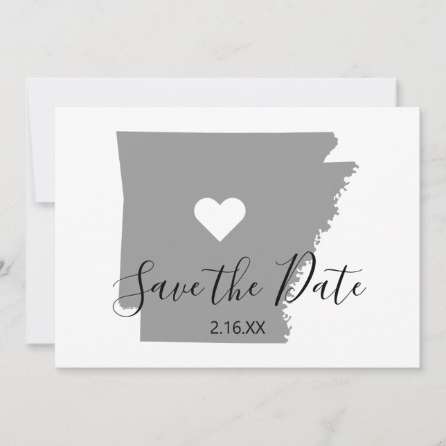 Reserva La Fecha Mapa de Arkansas gris en forma (Anverso)