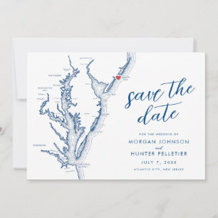 Reserva La Fecha Mapa de Atlantic City Nueva Jersey Boda Moderna