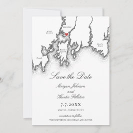 Reserva La Fecha Mapa de CT místico Boda elegante negro y blanco