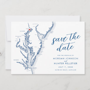 Reserva La Fecha Mapa de Havre de Grace Maryland Boda Moderna
