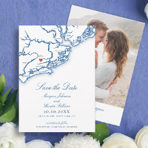 Mapa de la Isla Johns SC Elegante Boda Azul Marina