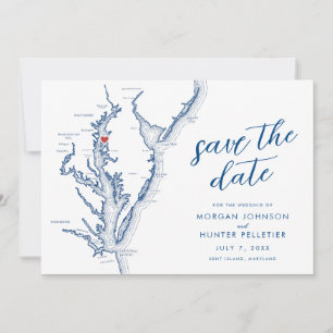 Reserva La Fecha Mapa de la Isla Kent Maryland Boda