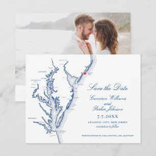 Reserva La Fecha Mapa de la Marina Elegante de Boda de la Ciudad de