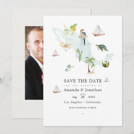 Reserva La Fecha Mapa de México acuarela para boda de destino Foto