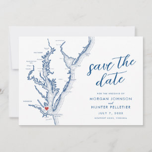 Reserva La Fecha Mapa de Newport News Virginia Boda Moderna