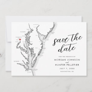 Reserva La Fecha Mapa de Washington DC Boda Moderna
