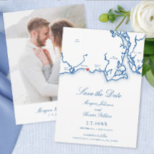 Mapa de Westbrook CT Elegante Boda Azul de la Mari