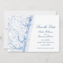 Reserva La Fecha Mapa elegante de la Marina Azul del Parque de Asbu