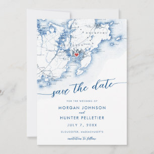 Reserva La Fecha Mapa minimo moderno de Gloucester Massachusetts