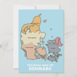 Reserva La Fecha Mapa político de Dinamarca Póster