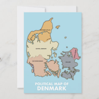 Reserva La Fecha Mapa político de Dinamarca Póster