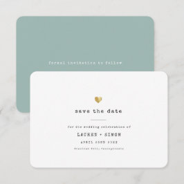 Reserva La Fecha Máquina de Escribir Moderna Tipo Corazón Dorado Bo