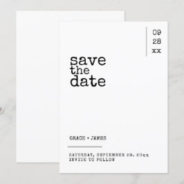 Reserva La Fecha Máquina de escribir simple Boda de tipografía Mini