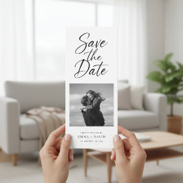 Reserva La Fecha Marcalibros de boda con letra elegante minimalista