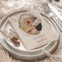 Reserva La Fecha Marco Antiguo de Línea de Magnolia Ornado 