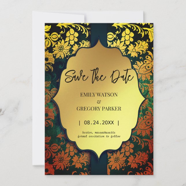 Reserva La Fecha Marco antiguo oro antiguo guardar la fecha (Anverso)