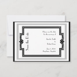 Reserva La Fecha Marco Art Deco de plata blanca negra salva la fech