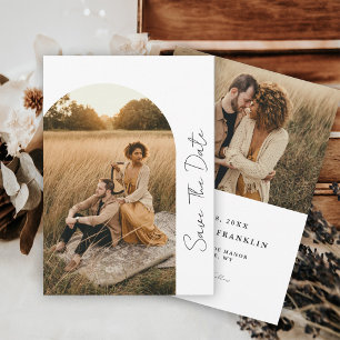 Reserva La Fecha Marco Boho Moderno para Boda Foto Neutral de Aviso