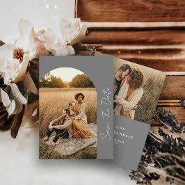 Reserva La Fecha Marco de boda boho moderno foto gris