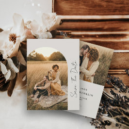 Reserva La Fecha Marco de Boda Boho Moderno Foto Neutral