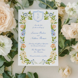 Reserva La Fecha Marco de Crest Floral para Boda