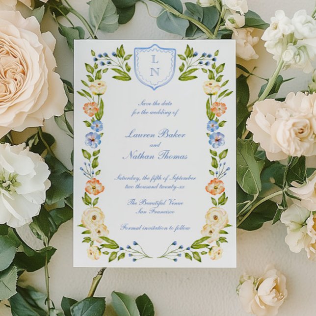 Reserva La Fecha Marco de Crest Floral para Boda (Subido por el creador)