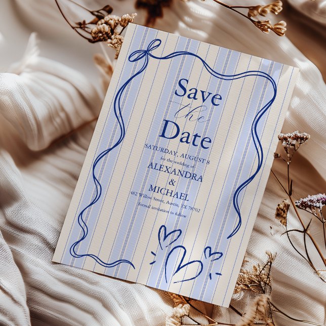 Reserva La Fecha Marco de Doodle Azul Caprichoso Boda (Subido por el creador)